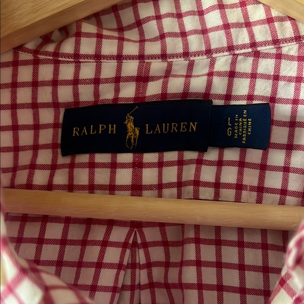 Ralph Lauren Red and White Casual Button Down Shirt SZ Large - Picture 2 of 7